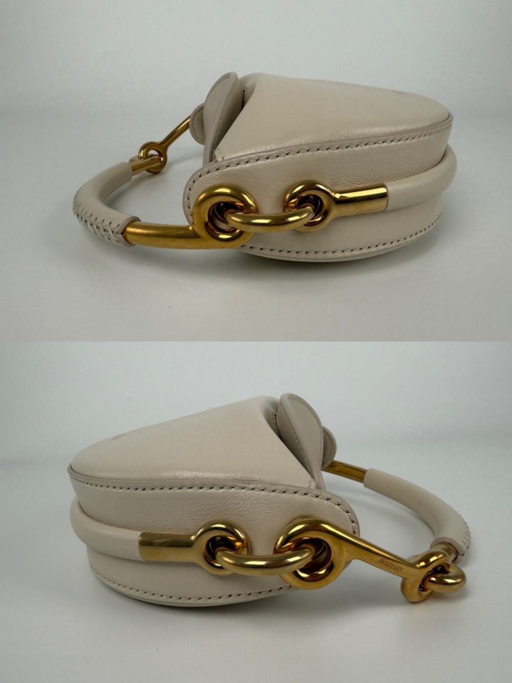 Burberry Bridle 2026 Leather Saddle Style Soap Cream Clutch Bag New - Picture 8 of 12